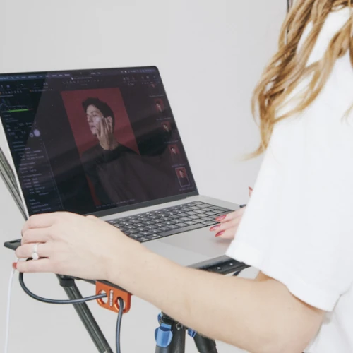 A person editing photos